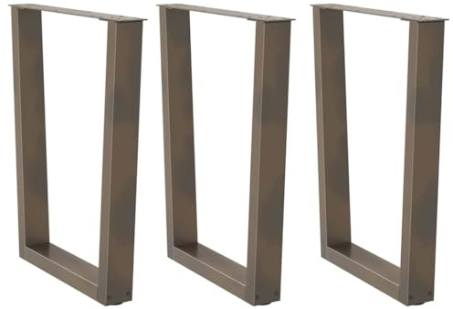 QUAHEAS Lot de 3 pieds de table en forme de V - En acier naturel - 70 x (72-73,3) cm - Revêtement par pulvérisation - Avec niveleurs réglables - Pour dessus de table