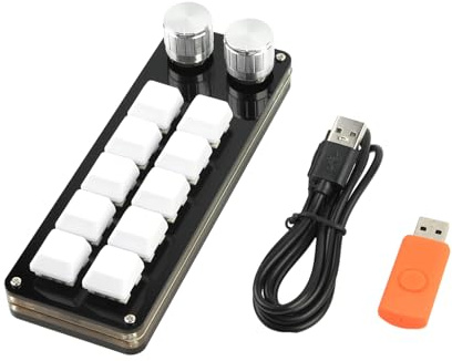 Geavonyg Teclado Macro De Programación 2 Perillas RGB 10 Teclas Pastas De Copia Minibotón para Juegos Macro Hotswaps Mecánico