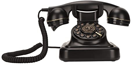 VBESTLIFE Teléfono Fijo Vintage con Botón de Disco Antiguo, Teléfono Retro con Cable Que Admite Ajuste de Volumen para Decoración de la Oficina en el Hogar