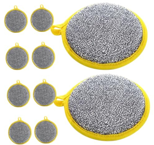 Didiseaon Estropajos Metálicos Redondos de Doble Cara para Lavar Platos Esponjas Multiusos de Cocina 10 Unidades Secado Rápido y Alta Durabilidad Limpieza Eficaz para Encimeras y Estufas