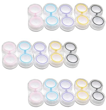 BAZEITFLOW Estuche para Lentes de Contacto de Plástico Transparente Diseño Doble, Almacenamiento a Prueba de Fugas y Fácil de Llevar para Actividades al Aire Libre, Pack de 15 Unidades
