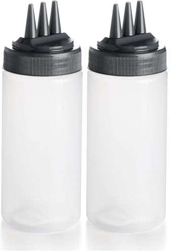 LACOR - 61974 - Bouteille tri Bouteilles, pour la décoration, Pâtisserie, pour la Personnalisation des Plats, Idéal pour Les sauces, Polyéthylène, sans BPA, 0,45 litres (Lot de 2)