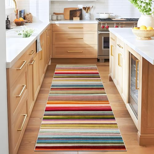 Qemgrste Kurzflor Teppich Läufer Flur 40 x 60 cm Waschbar rutschfest Flurläufer, Rutschfester Teppichläufer für Flure Küche & Wohnzimmer Küchenteppich Vintage Meterware Schlafzimmer Korridor Teppich