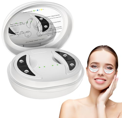 Terapia de luz Roja para Ojos, Masajeador de Ojos PortáTil con Luz Roja,Parches Masajeadores PortáTiles Debajo,Terapia de Led Recargable para Aliviar Bolsas Ojeras (A)