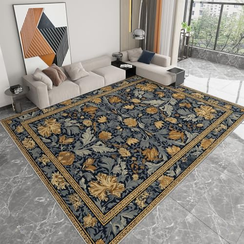 Marokkanisch Wohnzimmer rutschfest Teppich 140 x 200 cm, Vintage Farn Blätter Geometrisch Junge Mädchen Kinderteppich - Kurzflor Waschbar Teppich für Kinderzimmer Bettvorleger Spielzimmer Badteppich