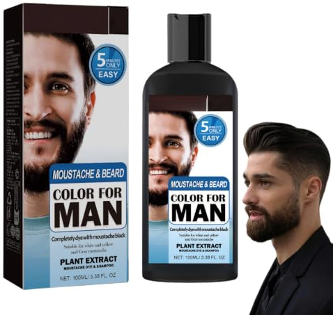 3 in 1 Men's Beard Colour,Natural Black Beard Dye for Hair Beard&Moustache