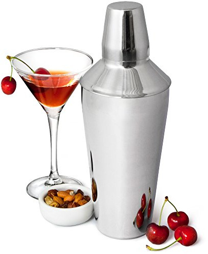 bar@drinkstuff Manhattan - Coctelera (acero inoxidable, 3 piezas, incluye colador, 26 cm, capacidad de 750 ml)