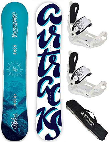 AIRTRACKS Snowboard Set - Tabla ORBELUS Lady 150 - Fijaciones Master W L - SB Bag