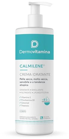 Dermovitamina Calmilene Crema Idratante 500 ml - Crema Corpo ad Azione Prolungata, Nutriente, Liporestitutiva ed Emolliente - Con Vitamina E e Ceramidi - Indicata per Adulti e Bambini