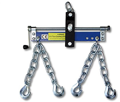 WilTec Solid Steel Engine Load Leveller - 750kg Max, Easy To Connect To Workshop Crane & Engine Stand, Includes four Chains with Safety Hooks