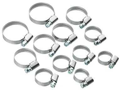 CON:P Schlauchschellen-Set 12-teilig - Verschiedene Spannweiten 12-20 mm, 16-25 mm, 20-32 mm & 25-40 mm - Aus rostfreiem Stahl/Schlauchklemme/Schlauchbefestigung / SA166