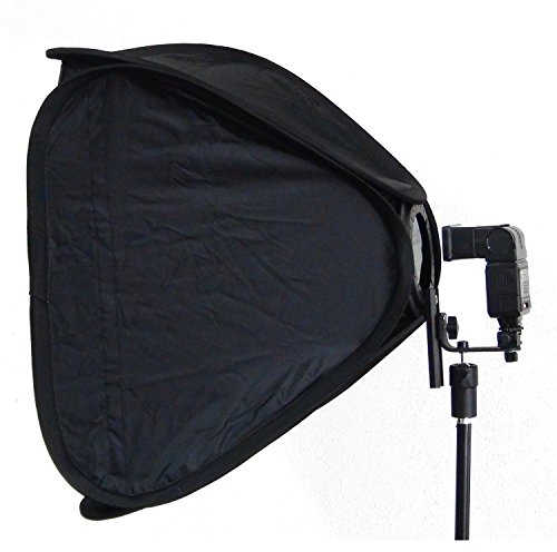 DynaSun SB1009 Softbox Bank Quadrangolare Pieghevole, EasyFolder con Slitta Standard Hot Shoe per Flash a Slitta, 60x60cm XL, Nero