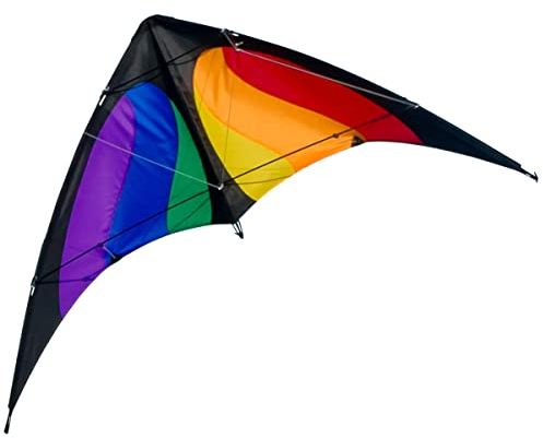 CIM Lenkdrachen - NUNCHAKU Rainbow MUSTHAVE - Drachen für Kinder ab 8 Jahren - Abmessung: 140x70cm - inkl. Steuerleinen auf Rollen