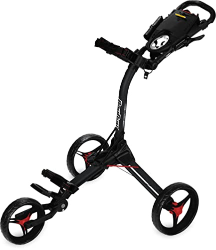 Bag Boy Golf Push Cart Carrito Compacto de 3 empujes, Negro Mate/Rojo, Unisex