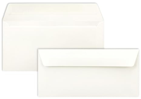 50 Brief-Umschläge DIN Lang - Naturweiß - 110 g/m² - 11 x 22 cm - sehr formstabil - Haftklebung - Qualitätsmarke: FarbenFroh by GUSTAV NEUSER