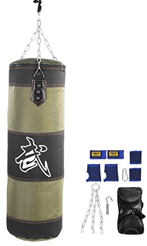 Boxsack Sandsack Kinder/Erwachsene Hängender Boxsack Freistehender, 7 + 1 Leeres MMA Kickboxing Muay Thai Boxen Sandsack Training Boxhaken Sandsack Kampf Karate Punch Sandsack(80cm- Grün)