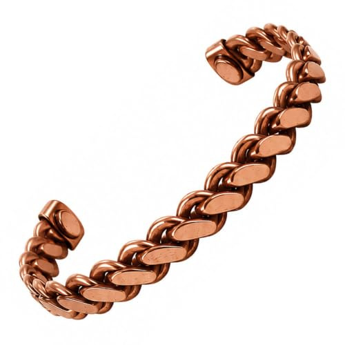 Touchstone Bracelet en cuivre de style tibétain. Forgé à la main avec du cuivre pur solide et de haut calibre. Design tressé élégant