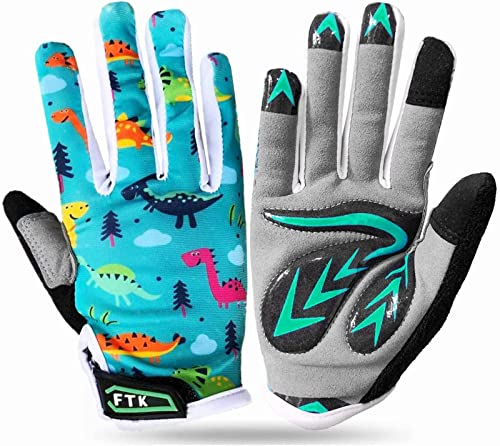 Fahrradhandschuhe Kinder MTB Fahrrad Freizeit Vollfigner mit Gel rutschfest Wert 1 Paar Cyan S, Radsport Skatehandschuhe für Sommer Jungen Mädchen 2-11 Jahre