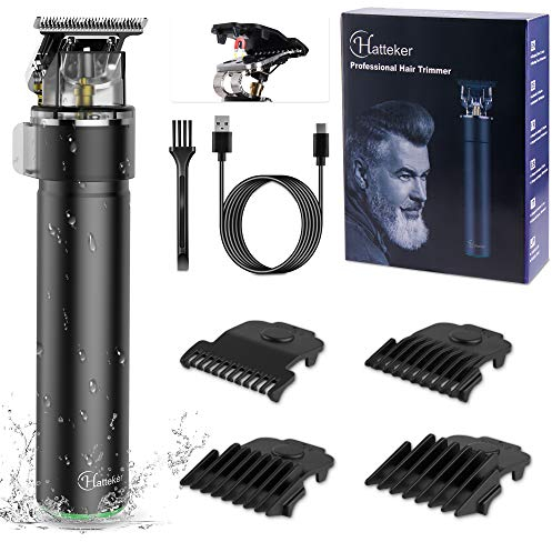 Hatteker Haarschneidemaschine Profi Bartschneider Barttrimmer Haartrimmer Präzisionstrimmer Barber Haarschneider T-Blade Trimmer Wasserdichter USB-Wiederaufladbar (Schwarz)