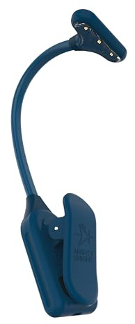 Mighty Bright The Original NuFlex Book Light, Battery-Powered, Warm Eye Care LEDs, Flexible, Durable, Dimmable, Clip-On Reading Light, Read in Bed, Use Batteries or Micro USB (Midnight Blue)
