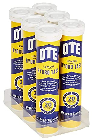 OTE Trinktabletten mit Elektrolyten – Brauseregende Hydro-Tabs – Energy Drinks für Radfahren, Laufen und Ausdauersport – Röhren mit 20 Stück – Zitrone, 6 Stück