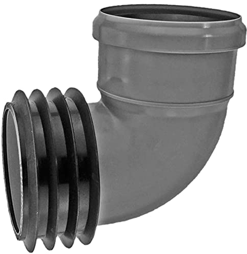 HT Winkel Steck Muffe 87,5° Grad für Rohr Außendurchmesser 90mm 9cm bis 110mm 11cm DN90 bis DN110 mit Dichtungen Kanalrohr Abwasser Abfluss Leitung Lüftung Kunststoff PP grau Bogen
