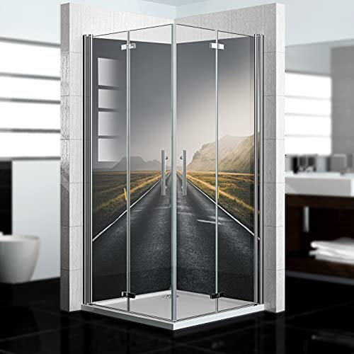 dedeco Eck-Duschrückwand wasserfest Motiv: Highway V1, 2 x 80x200 cm, als Badrückwand zum Fliesenersatz, als Dekorwand, Wandverkleidung und Duschplatte aus Aluminium - Made in Germany