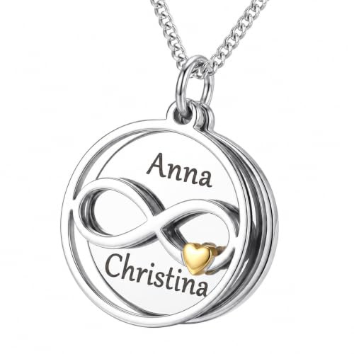 TMT Personalisierte Unendlichkeitszeichen-Kette (silber), Kette Mädchen mit Gravur | Geschenk Einschulung Mädchen | Freundschaftskette | Personalisiert Gravur namenskette