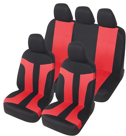 Auto Accessori Lupex - Copri sedili Auto Universali LS05 | Colore Rosso | Set Anteriori e Posteriori | Poliestere | No Suv