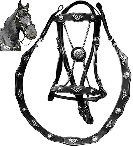 Fituenly hästgrimmor och blyrep PU-läder grimma och blyrep för hästar ohämmad ergonomisk design metallspänne hästgrimmor