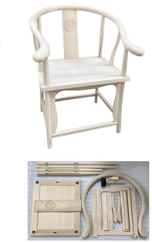 WANLIAN Round-Backed Sessel im chinesischen Stil der Ming und Qing Dynastien, Holz Esszimmerstuhl,Holzstuhl mit Armlehnen, Chinesische Langlebigkeit Arm Stuhl (Vollständig montiert)