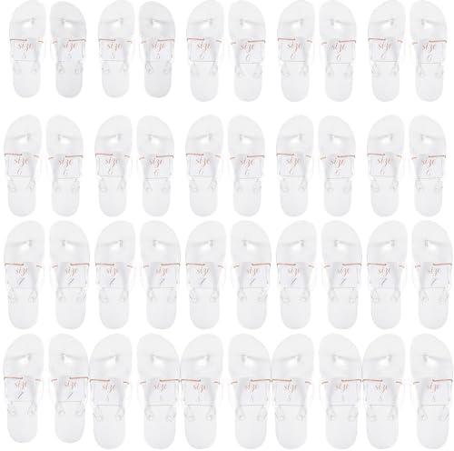 Hestya 20 Sets de Tongs en Vrac Blanches Unisexes Sandales pour Invités de Mariage avec Ficelle, Cartes de Taille Décoratives
