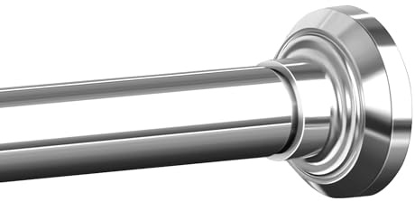ENJOYBASICS Shower Curtain Pole 84 to 183 cm, 1 Inch Extendable Tension Rods for Curtains No Drill, Shower Rail for Bathroom, Closet, Window, Room Divider, Never Rust, Non Slip,Chrome