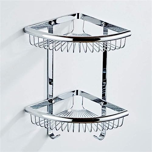 Duschaufbewahrung, Eckregale, Eck-Duschwand-Caddy, Eckregal, Duschregal, zweistöckig, Badewanne, Duschregal, Badewanne, Dusche, Caddy, Rack-Halter, Wandmontage, Gold (Farbe: Schwarz, geölt gebürstet)