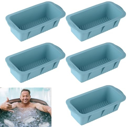 5Pcs Extra Large Ice Block Mold, Silicone Ice Block Molds for Ice Bath Tub, Big Ice Cube Molds for Ice Bath, Nordic Blue Ice Maker for Cold Plunge or Coolers, Ice Tray Accessories for Ice Bath Chiller