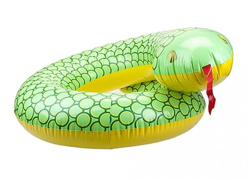 Vibrant Green Snake Swim Ring - 90cm x 80cm (1 Pc.) - Inflatable Pool Float with Cool Serpent Design - Perfect for Summer Fun & Games - Includes Repair Kit