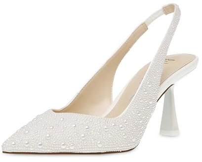 Betsey Johnson Women's Clark Pump, Ivory, 7 Wide | Party Shoes