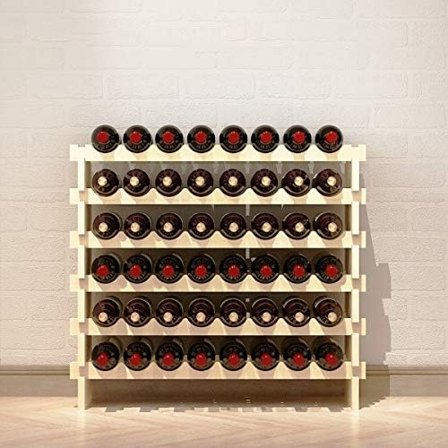 SogesPower Estante de Madera para Vino Con Ranuras de 6 Niveles - Capacidad para 48 Botellas - Expositor para Bodega, Cocina - Tamaño: 90 x 30 x 81cm