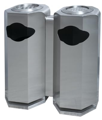 ZXFIYTBH Outdoor-Aschenbecher für Zigaretten Edelstahl-Doppelfass-Aschenbecher, Aufzug, vertikaler Aschenbecher, Korridor, Rauchlöscher, hochwertiger Mülleimer Zigarettenentsorger (Color : B)