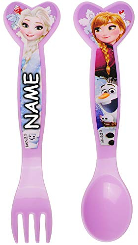 alles-meine.de GmbH 2 * 2 TLG. Set - Besteckset - Kunststoff - Plastik - die Eiskönigin - Frozen - inkl. Name - BPA frei - rostfrei - Besteck - Kinderbesteck - Gabel + Löffel - f..