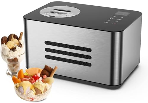 Macchina for gelato automatica domestica, frullatore for ghiaccio elettrico portatile domestico da 1,5L Macchina for sorbetto allo yogurt con congelamento di dessert con compressore,touch screen a LED
