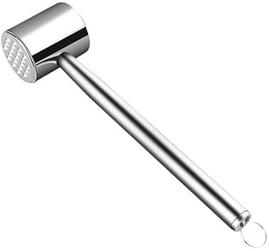 HABITZ Fleischklopfer Edelstahl Fleischhammer Knoblauchpresse Wippe Doppelseitig Robuster Runder Aus Edelstahl Küchenwerkzeug for Steak Huhn,Geflügel,Rindfleisch,Werkzeug Grillen In Der Küche