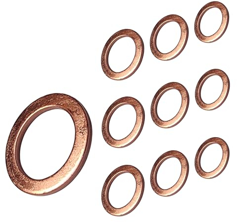 10 Arandelas de Cobre M14 x 20 x 1,5 para tornillos de drenaje de aceite, compatibles con la mayoría de series de Mercedes y muchos modelos de otros fabricantes de vehículos