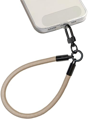 AMAYO - Handykette Universal, Handyanhänger, Handy Perlen Schlüsselband, Handschlaufe, Handygurt, Armband, Handyband, kompatibel mit jedem Handy, Smartphone und Handy Hülle (Beige Handgelenk)