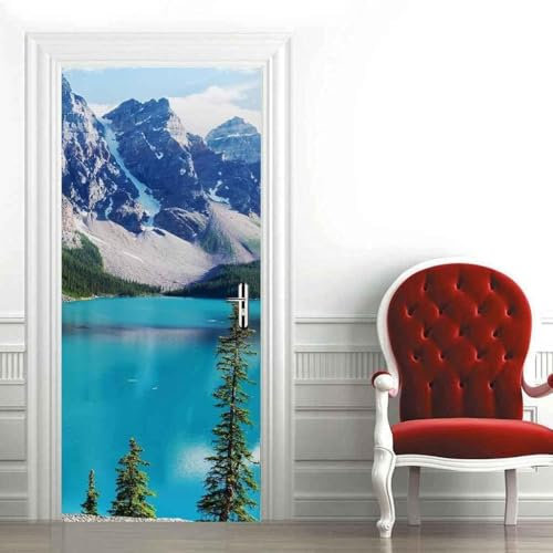 Türtapete Selbstklebend 86x200 cm Türfolie Selbstklebend Berg Türaufkleber Türposter Seeblick Türsticker Fototapete 3D Effekt für Schlafzimmer Wohnzimmer Küche A3622