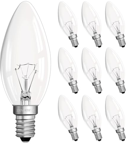 Morotty E14 Candle Bulbs Dimmable Warm White 2700K, 360LM, AC 230V, E14 SES C35 Candle Bulbs Small Screw, Light Bulb for Chandelier, Wall Lamp, Ceiling Light, 10 Pack