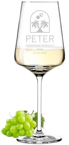polar-effekt Leonardo Puccini Verre à vin 560 ml avec gravure – Verre à vin blanc personnalisé – Verre pour vin, champagne et apéritif – Traditionnel et élégant – Sans BPA
