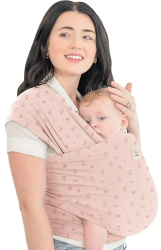 KeaBabies Baby Wrap Carrier - Tutto in 1 Original Baby Carrier Fascia da Neonato a Bambino, Facile da Indossare, Legatura Senza Mani, Leggero, Impacchi per Bambini Traspiranti (Pink Daisies)