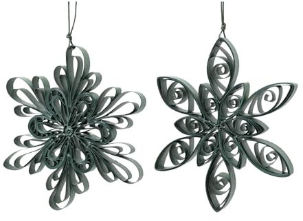 Rebecca Mobili Christbaumschmuck, Anhänger in Blumenform, 2 Stück, Papier, dunkelgrün, Weihnachtsschmuck, Boho-Stil - Durchmesser: Ø 12 cm - Art. HA2053