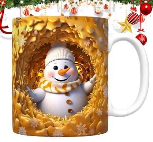 Uoqpty Tazas De Café De Navidad, Taza De Muñeco De Nieve De Navidad - Tazas de café para hombres - Taza de beber navideña con diseño de muñeco de nieve, tazas de café únicas para bar